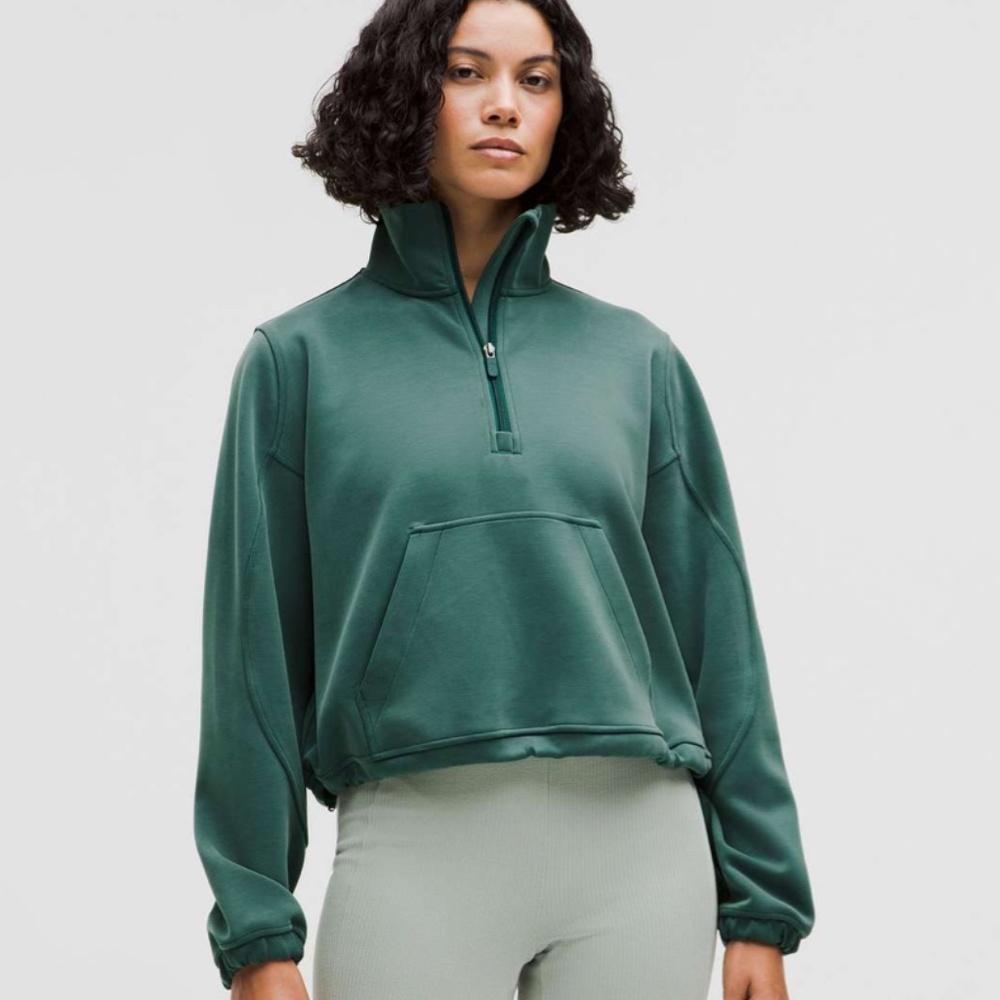 Lululemon Brushed Softstreme™ Half Zip (Size 6) in Storm Teal